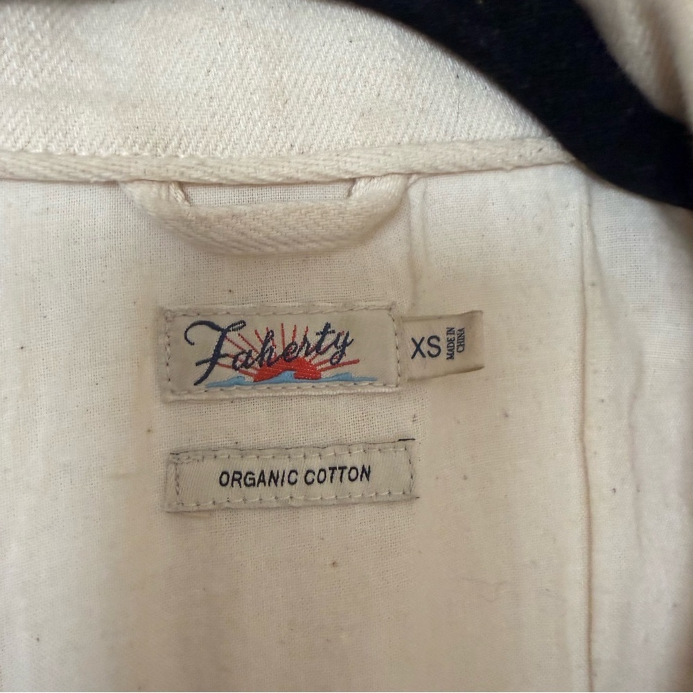 Faherty Denim Jumpsuit Overland Twill Utility Cotton in Off White Size XS - Picture 6 of 15